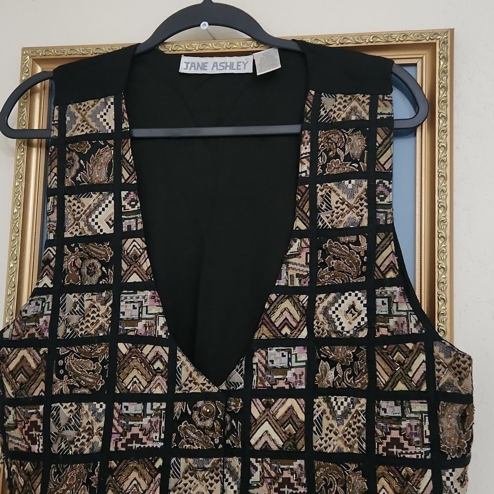 Vintage Beaded Vest Jane Ashley Size Large Retro Glam Maximalist Collegiate - Picture 2 of 9